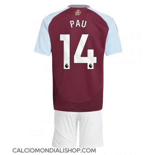 Maglie da calcio Aston Villa Pau Torres #14 Prima Maglia Bambino 2024-25 Manica Corta (+ Pantaloni corti)